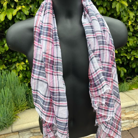 Plaid Lightweight Distressed Scarf - Picture 3 of 5
